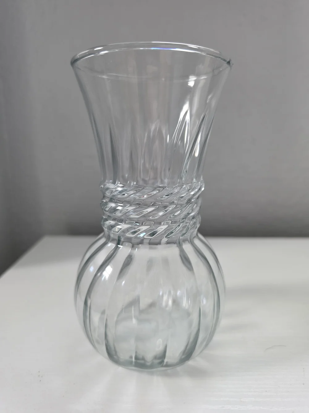 Vintage Anchor Hocking Clear Twisted-Waist Glass Vase
